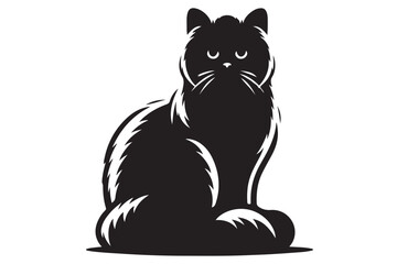 Cat silhouette. Vector in monochrome style on white background.