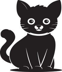 A cute cat silhouette vector style art illustrator