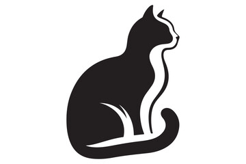 Cat silhouette. Vector in monochrome style on white background.