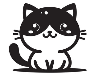 Cat silhouette. Vector in monochrome style on white background.