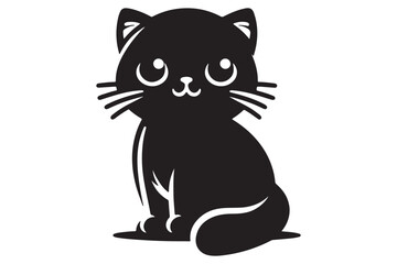 Cat silhouette. Vector in monochrome style on white background.