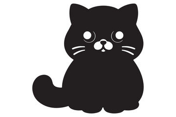 Cat silhouette. Vector in monochrome style on white background.