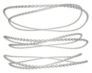 Industrial Chic: Chain Circle Design.  3D render features a unique industrial chic aesthetic: sharp-tipped metal chains woven into captivating circles.  Ideal for modern art projects with an industria