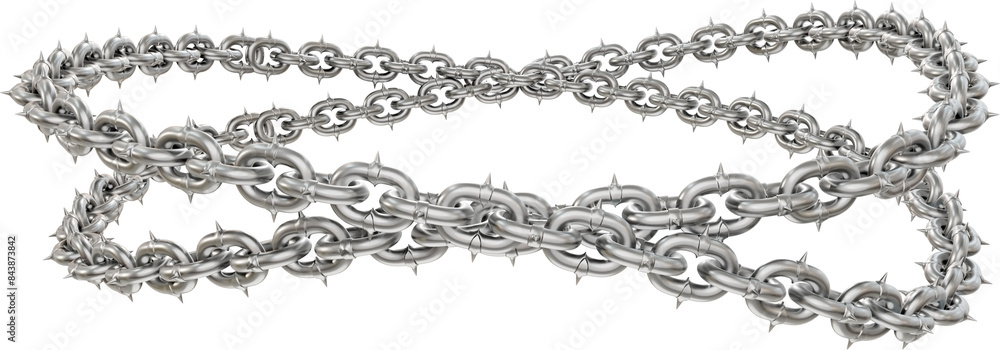 Poster interlocking chain circles: 3d art element. 3d illustration features captivating circles formed by s