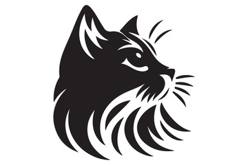 Cat silhouette. Vector in monochrome style on white background.