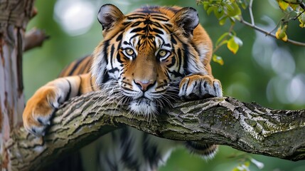 tiger on a tree wildlife
