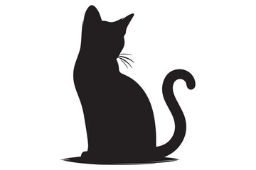 Cat silhouette. Vector in monochrome style on white background.