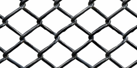 Fototapeta premium Close-Up of a Black Chain Link Fence With a White Background