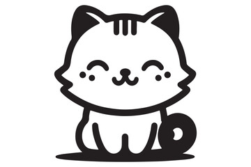 Cat silhouette. Vector in monochrome style on white background.