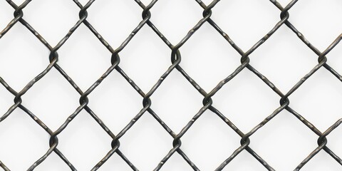 Close-Up of a Black Chain Link Fence With a White Background