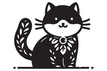 Cat silhouette. Vector in monochrome style on white background.