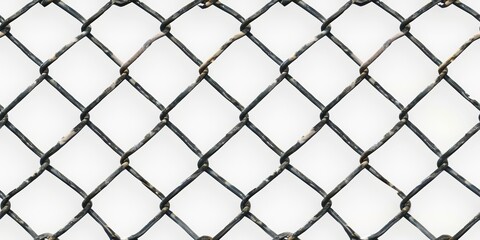 Fototapeta premium Close-Up of a Black Chain Link Fence With a White Background