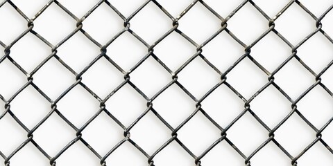 Close-Up of a Black Chain Link Fence With a White Background