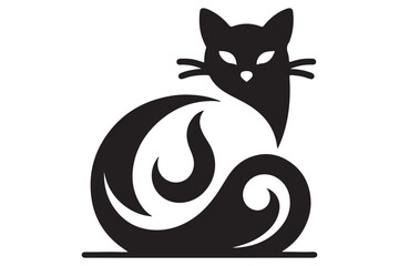 Cat silhouette. Vector in monochrome style on white background.