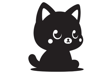 Cat silhouette. Vector in monochrome style on white background.