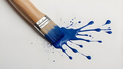 Brush and paint, Hand painted stroke of blue paint brush