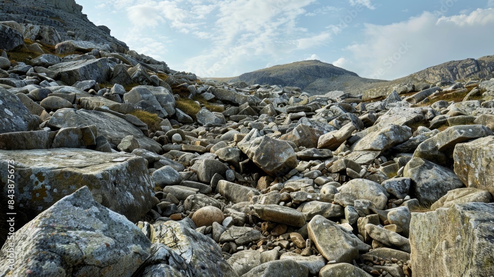 Poster the ground is uneven and treacherous with boulders seemingly stacked upon one another in chaotic for