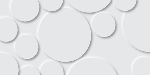 Abstract white circle shape geometric line background. abstract seamless modern white and gray color technology concept geometric circle vector background neomorphism style poster, banner design.