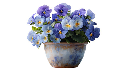 Beautiful natural flowers in a pot on a transparent background