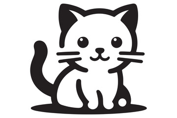 Cat silhouette. Vector in monochrome style on white background.