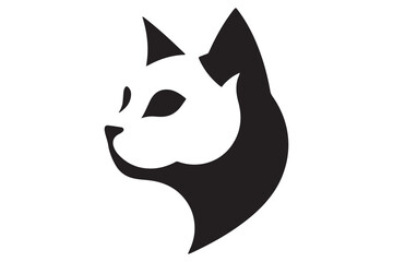 Cat silhouette. Vector in monochrome style on white background.