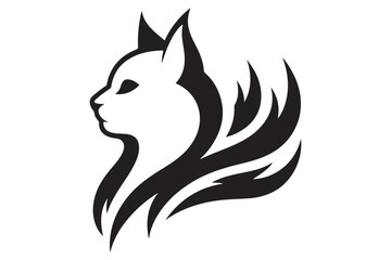 Cat silhouette. Vector in monochrome style on white background.