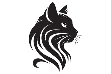 Cat silhouette. Vector in monochrome style on white background.