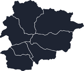MAP OF ANDORRA WITH ITS PARISHES