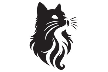 Cat silhouette. Vector in monochrome style on white background.