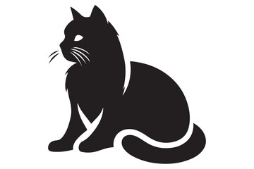 Cat silhouette. Vector in monochrome style on white background.