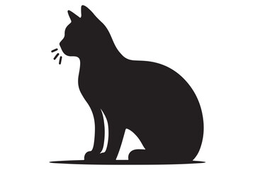 Cat silhouette. Vector in monochrome style on white background.