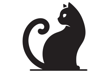 Cat silhouette. Vector in monochrome style on white background.