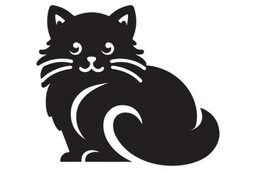Cat silhouette. Vector in monochrome style on white background.