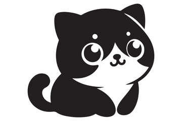 Cat silhouette. Vector in monochrome style on white background.