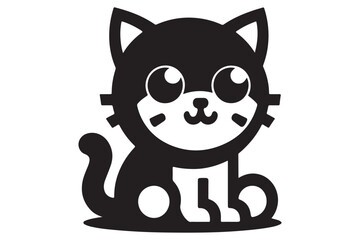 Cat silhouette. Vector in monochrome style on white background.