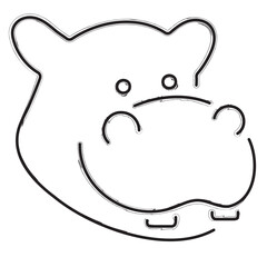 hippopotamus brush strokes on a white background. Vector illustration.