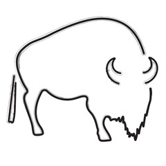buffalo brush strokes on a white background. Vector illustration.
