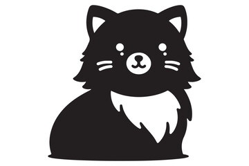 Cat silhouette. Vector in monochrome style on white background.