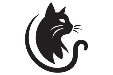 Cat silhouette. Vector in monochrome style on white background.