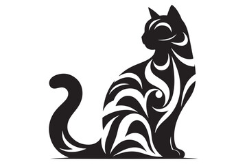 Cat silhouette. Vector in monochrome style on white background.