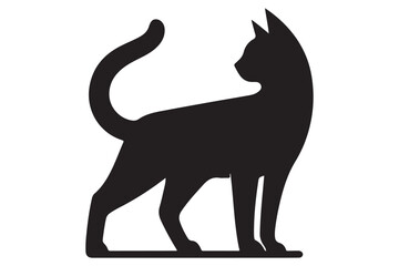 Cat silhouette. Vector in monochrome style on white background.