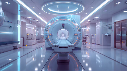 High-tech modern CT scan room in the modern hospital