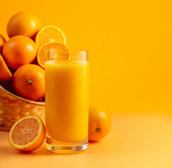 Orange juice with fresh fruits.