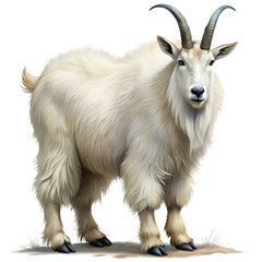 Fototapeta premium realistic illustration of a mountain goat standing against a plain background
