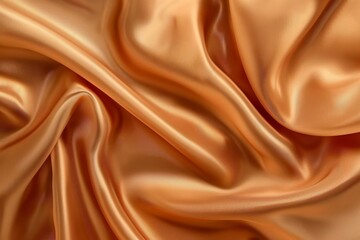 Fototapeta premium Close-up image of elegant, smooth copper satin fabric with flowing waves