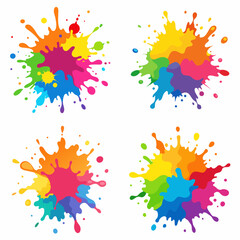 Splash of paints. Blobs. Paint splatter colourful set. Splashing spots effect shape. Multicolored splash paintbrush liquid. Painting - activity. Vector splash of paints isolated on white background.