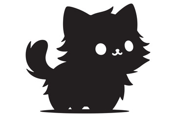 Cat silhouette. Vector in monochrome style on white background.