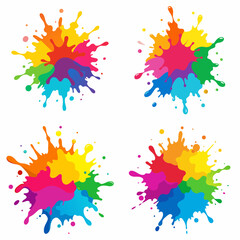 Splash of paints. Blobs. Paint splatter colourful set. Splashing spots effect shape. Multicolored splash paintbrush liquid. Painting - activity. Vector splash of paints isolated on white background.