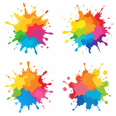 Splash of paints. Blobs. Paint splatter colourful set. Splashing spots effect shape. Multicolored splash paintbrush liquid. Painting - activity. Vector splash of paints isolated on white background.
