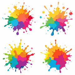 Splash of paints. Blobs. Paint splatter colourful set. Splashing spots effect shape. Multicolored splash paintbrush liquid. Painting - activity. Vector splash of paints isolated on white background.